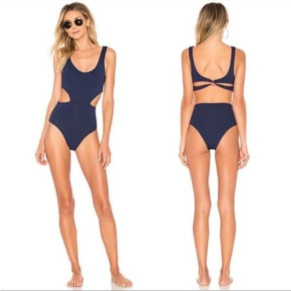 L*Space Navy One Piece Swimsuit reposhing  it fits small maybe more a 10 & 8 - Picture 3 of 6